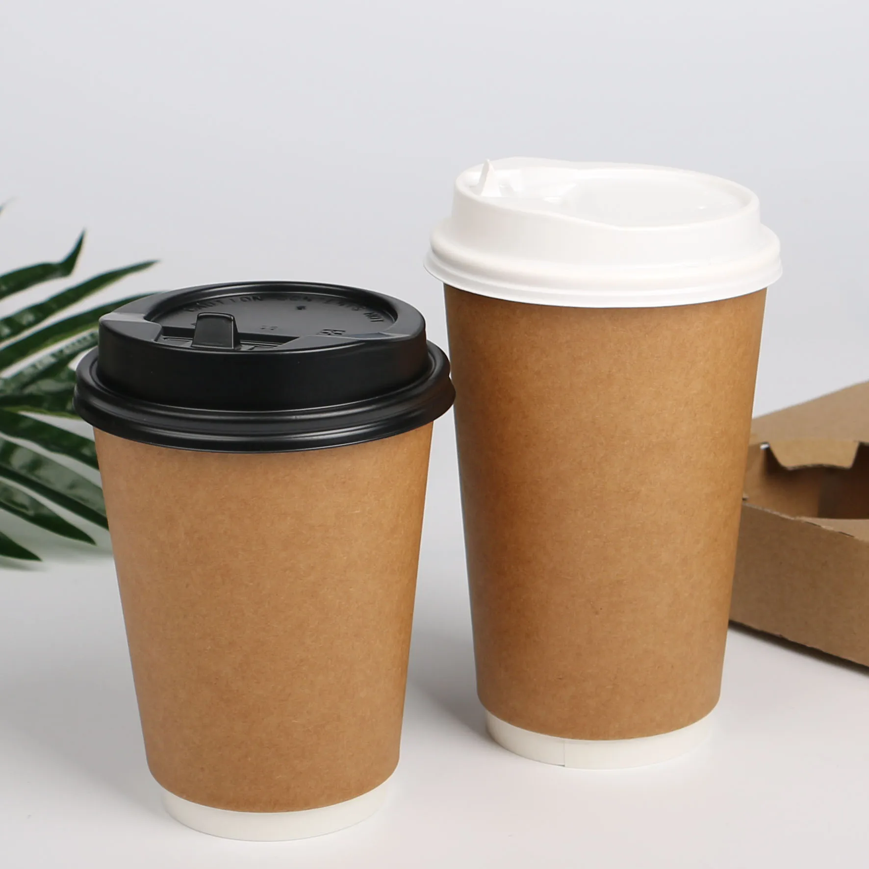Custom logo Disposable Paper Cups Hot Coffee Tea cup with lid cover biodegradable double wall with all size