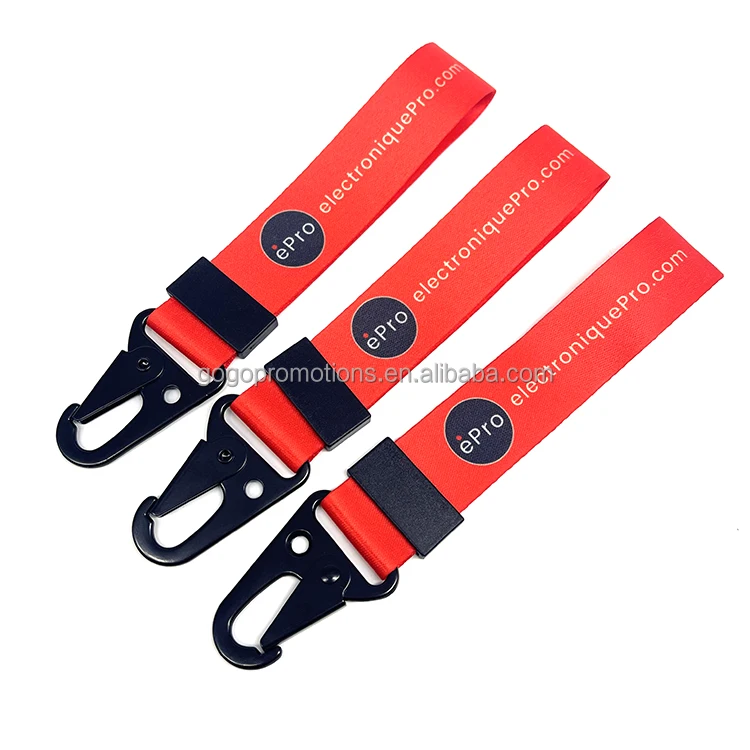 Factory wholesale short lanyard Custom logo fabric strap wrist lanyards keychain