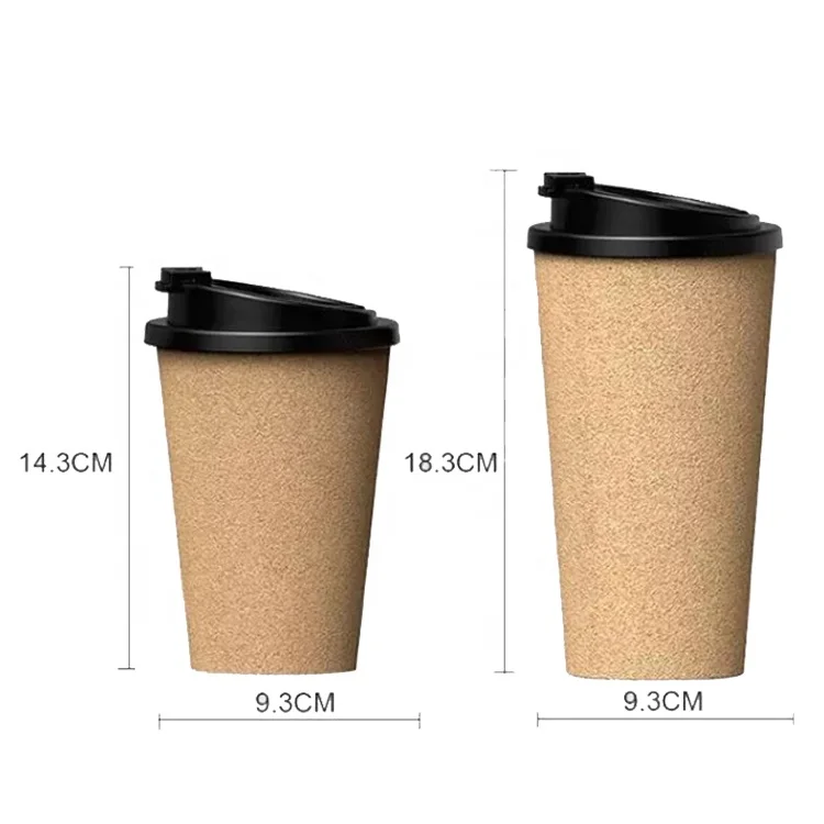 Eco Friendly Cork Cup Biodegradable Coffee Cup With Cover Customize Logo