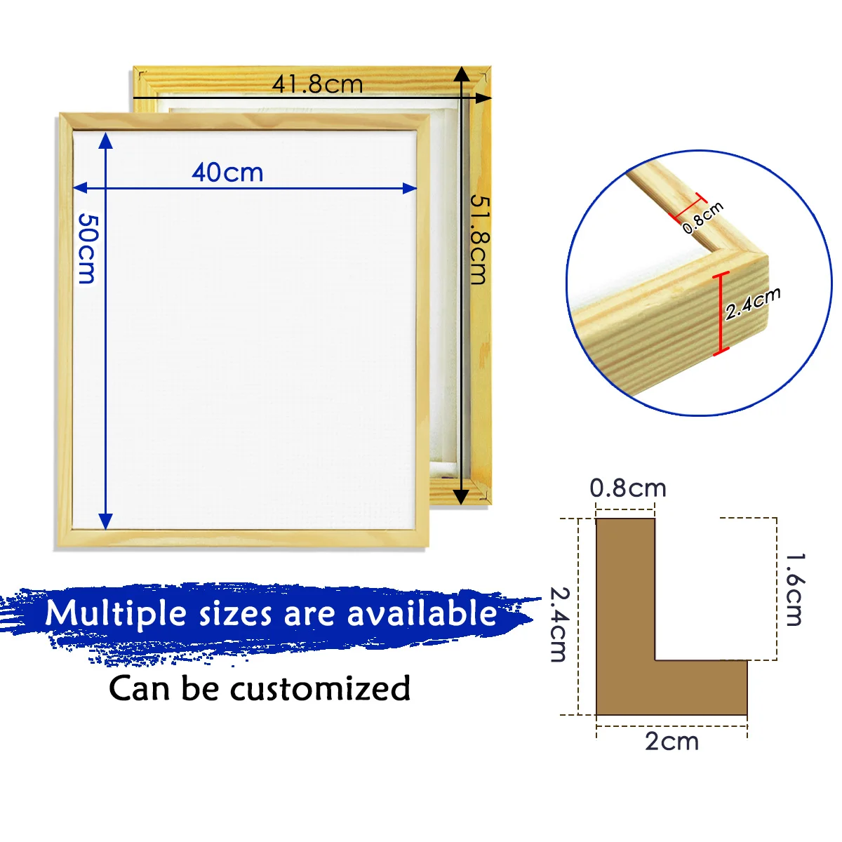 Wholesale Canvas Floater Frames For 40X50CM Canvas Painting, DIY Canvas Frame with 1.6CM Deep,Canvas Floater Frames for Painting
