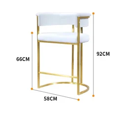 custom modern design metal stainless steel legs cashmere velvet bar stool chair coffee bar stool