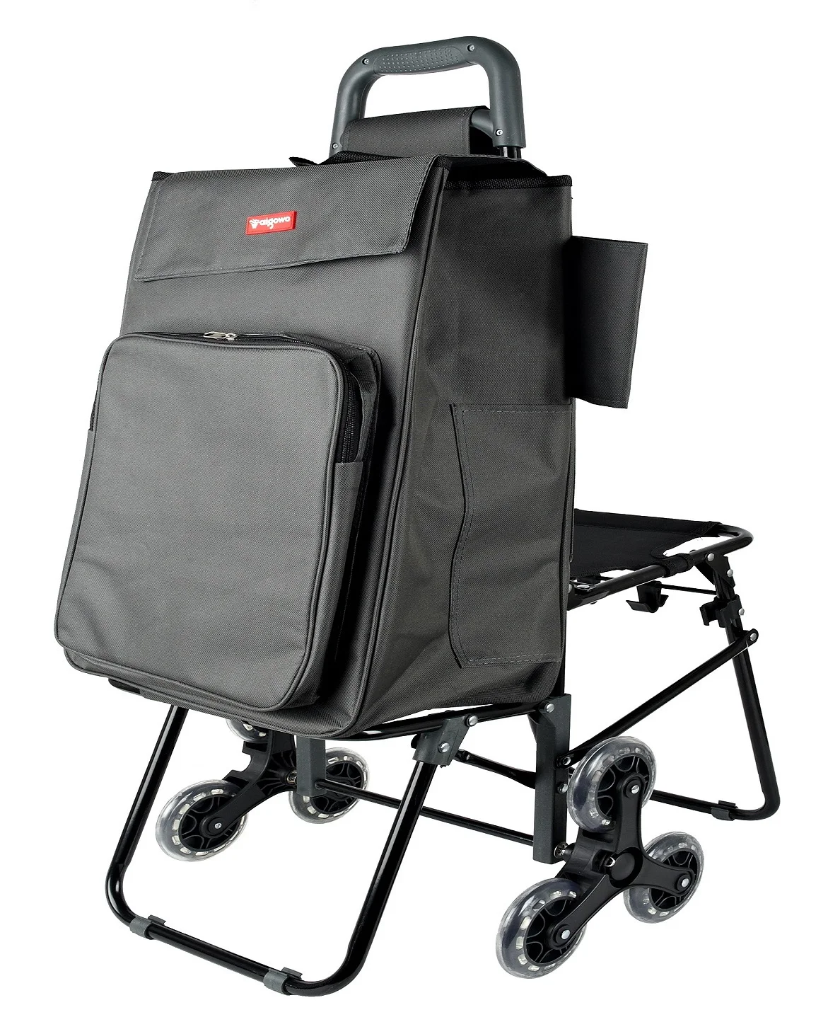 strong  portable 6 wheel shopping trolley cart with seat for climbing stair