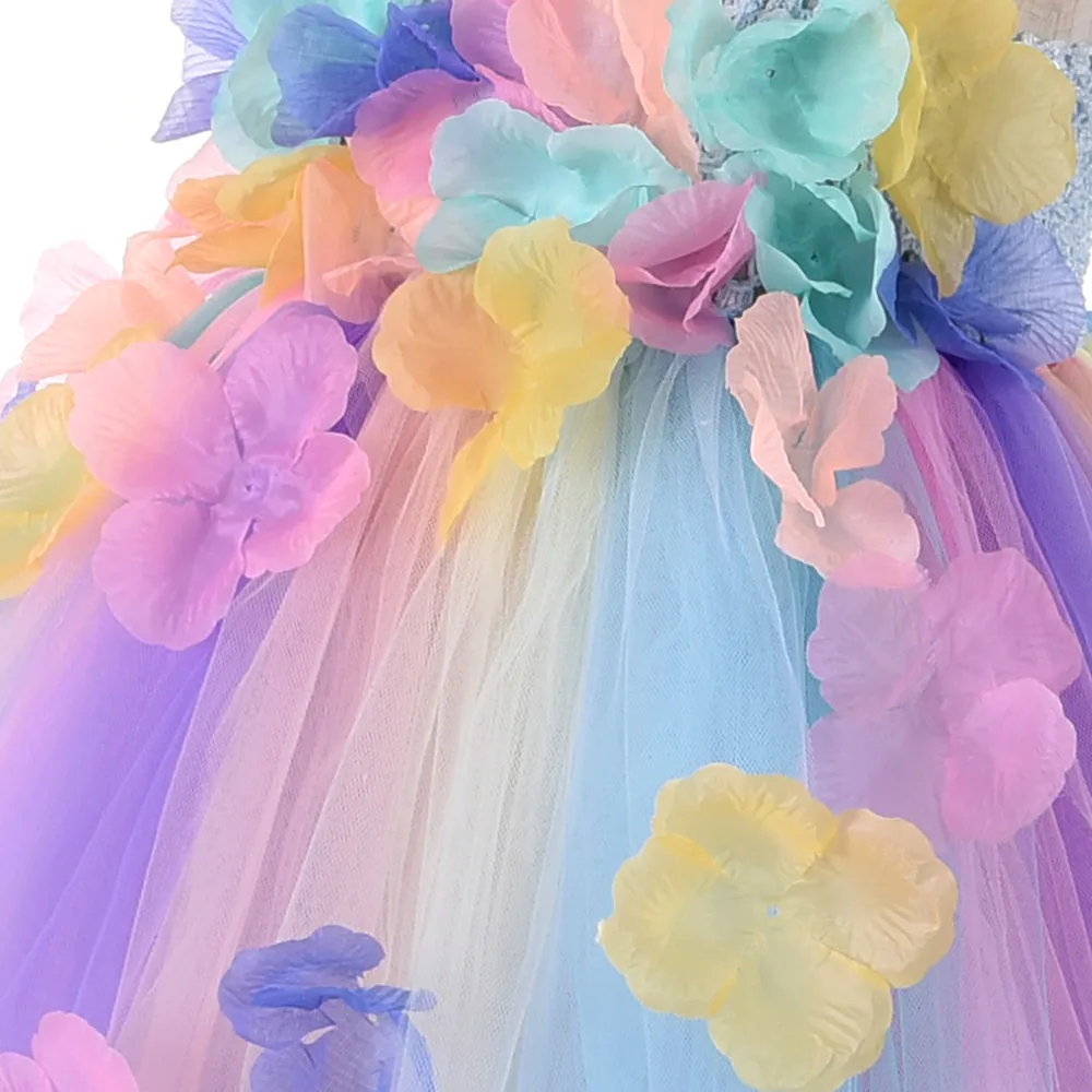 Factory Flower Girl Dress Kids Horse Costume Colorful Wedding Gown Birthday Party Clothes Children Unicorn Tutu Dress
