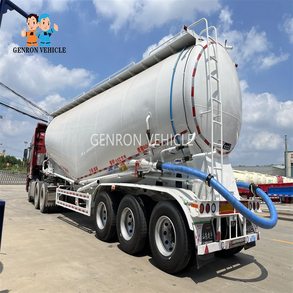 3 Axles Dry Powder bulk cement Tanker Trailer for Transporting Powdery Particles  55cbm Bulk Cement Semi-Trailer for Sale