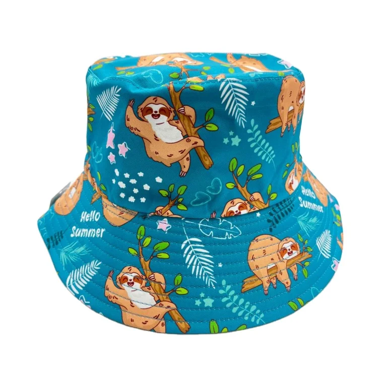 Custom Print Cute Animal Sloth Souvenir Rotan Honduras Costa Rica Puerto Rico Bucket Hat