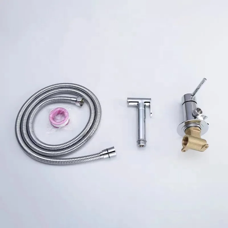 High Quality Brass Toilet Hand Held Bidet Matte Black Hot Cold Faucet Valve With Holder Bracket