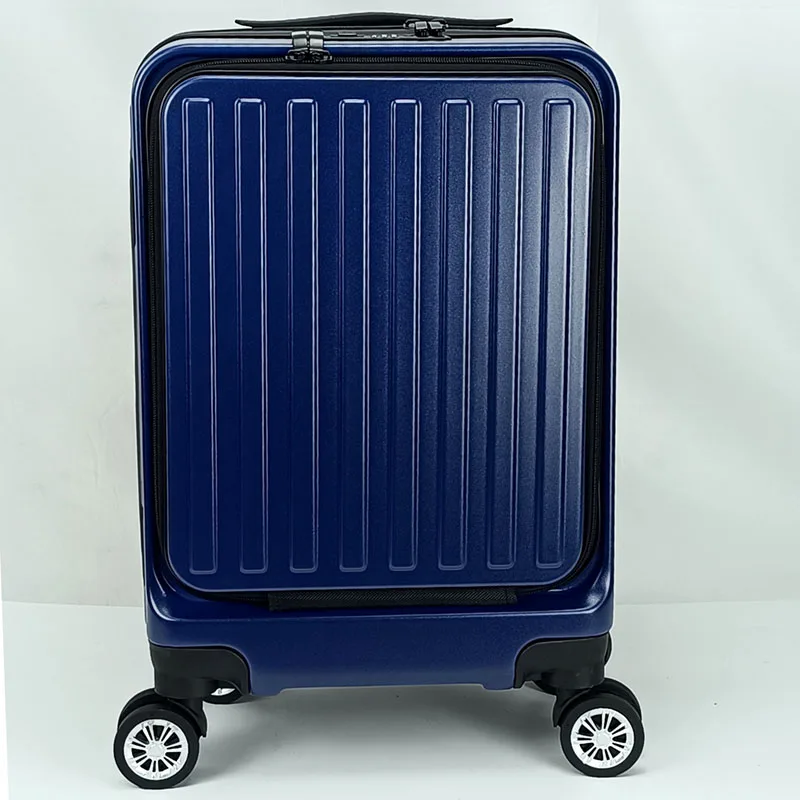Qideming Hot selling PC  Luggage Bags With Computer Compartment Front Open Laptop Pocket USB Charging Port Travel Suitcase