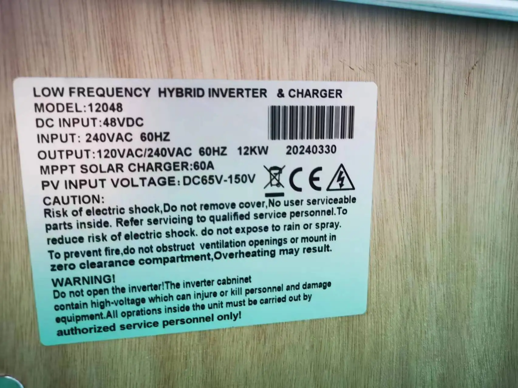 Customized Pure Sine Wave AC110/230V Wifi Module Hybrid Off-grid 5kw 6kw 12kw Battery DC 24V 48V Solar Inverter Low Frequency