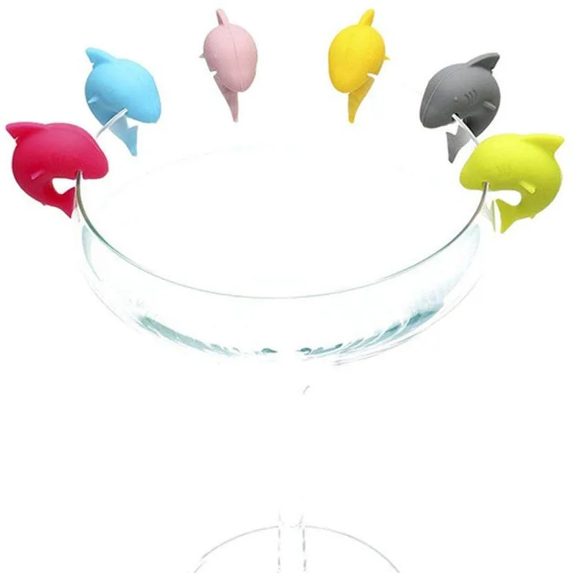 Shark silicone alcohol markers wine accessories gift set for glass cup