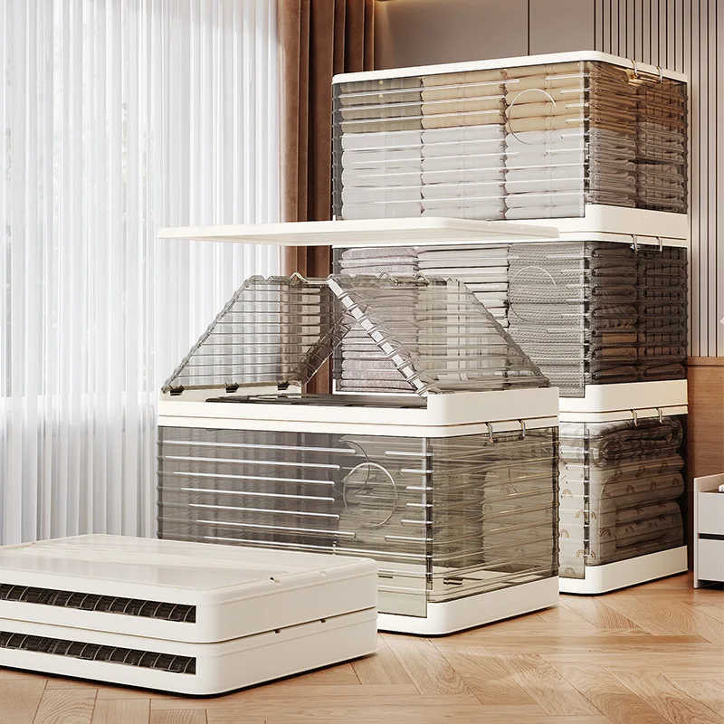 Rmier large foldable storage locker suitable for storage of clothes, toys, etc. Large capacity plastic transparent