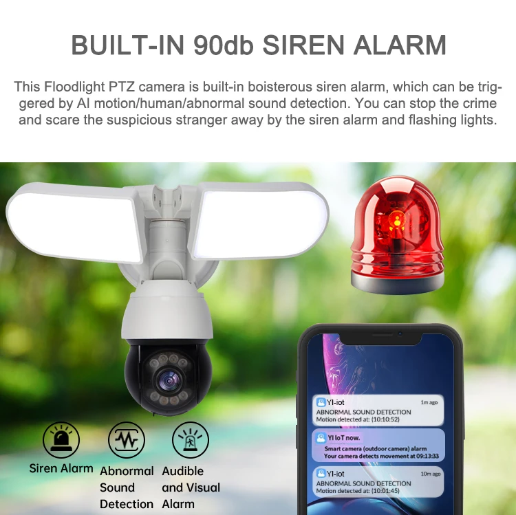 4MP Wifi Floodlight Colorful Ptz Network Camera Human Detection Auto Tracking Security Cctv IP Surveillance Camera