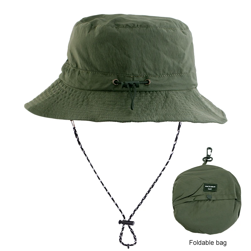 Wholesale RTS Fast Delivery Outdoor Summer 100%Polyester Waterproof Packable Bucket Hat Summer Beach Hat Outdoor Cap For Women M