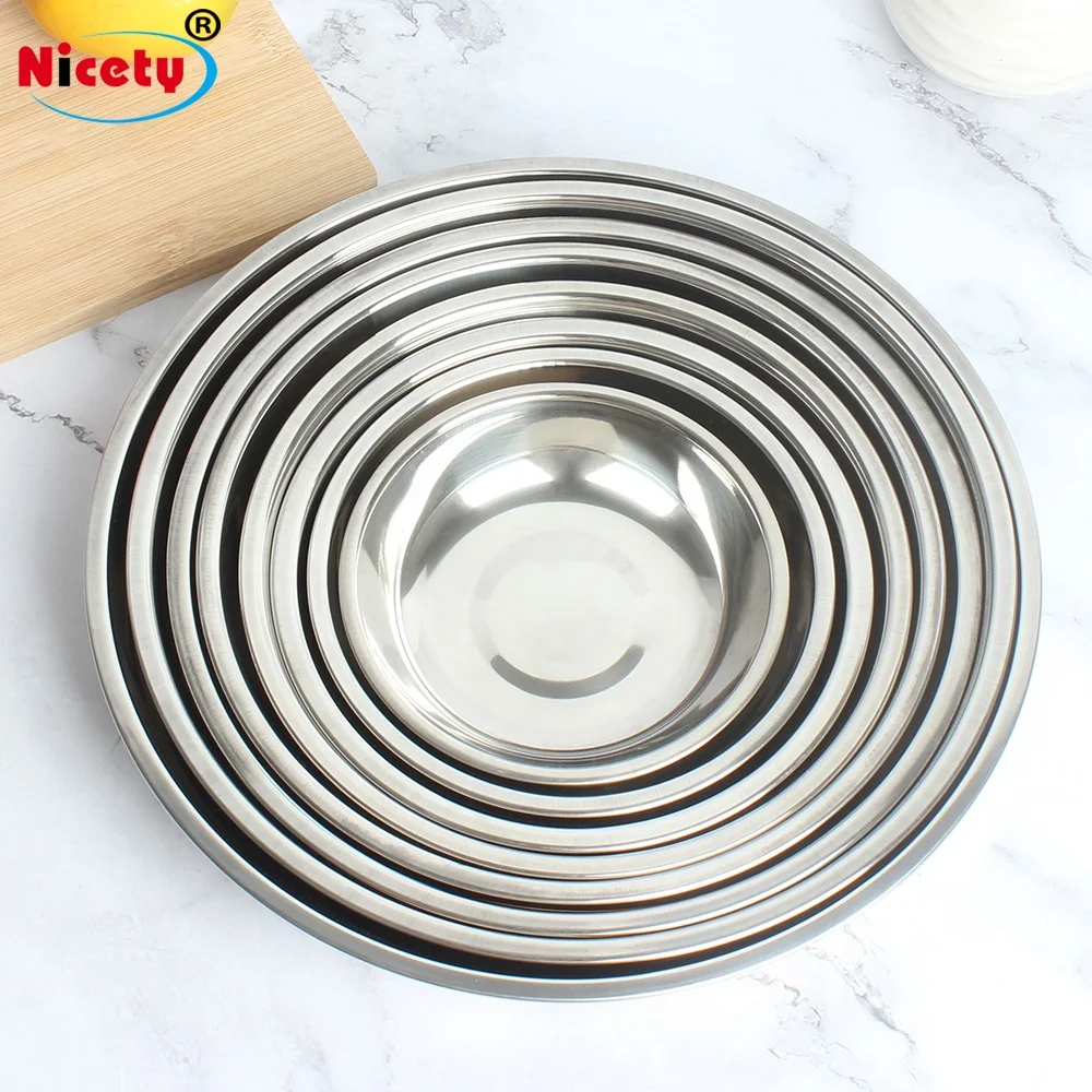 Cheap stainless steel pet bowl circular disc SUS 201 plate&dishes dinner plate for lunch