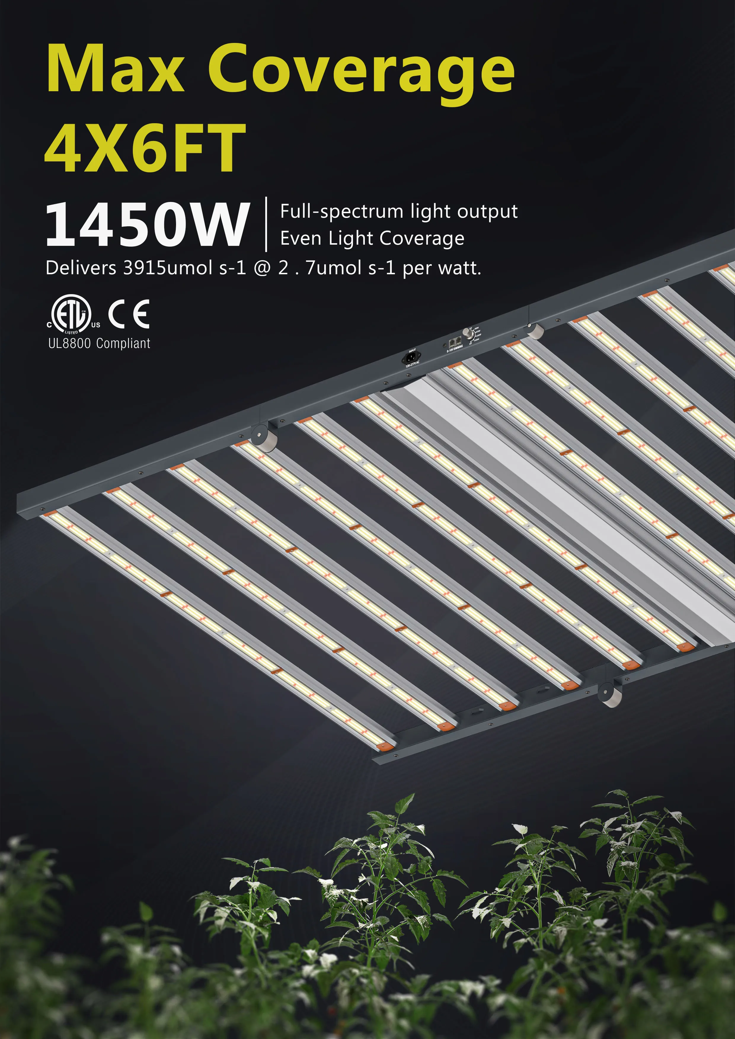 1450W 4*6FT lens cover Full spectrum LED Grow Lights CE and ETL approved led grow light