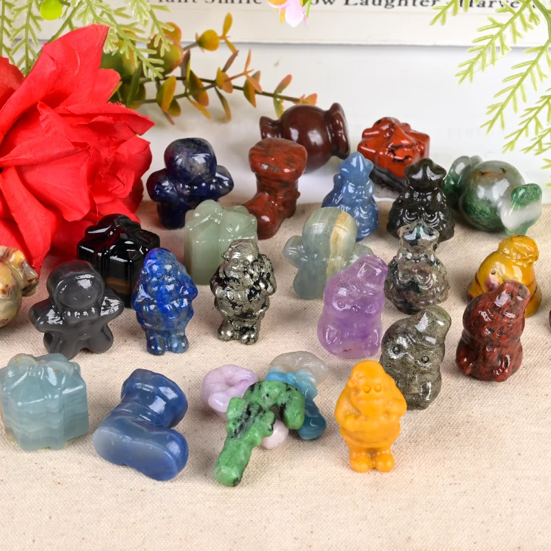 Wholesale natural stone mini crystal carvings Mixed crystal Christmas tree Christmas gift