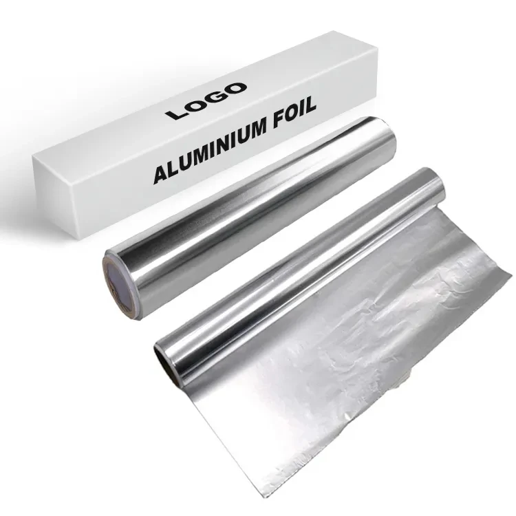 Customized 29 Cm 9 Micron Plastic Holder Food Grade Household Catering Aluminum Foil Roll For Chocolate Wrapping