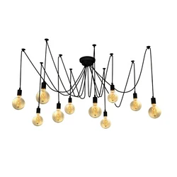 Hanging 10 Arms Edison Retro Spider Ceiling Restaurant Cluster Urban Black Electric Chandelier Pendant Lighting