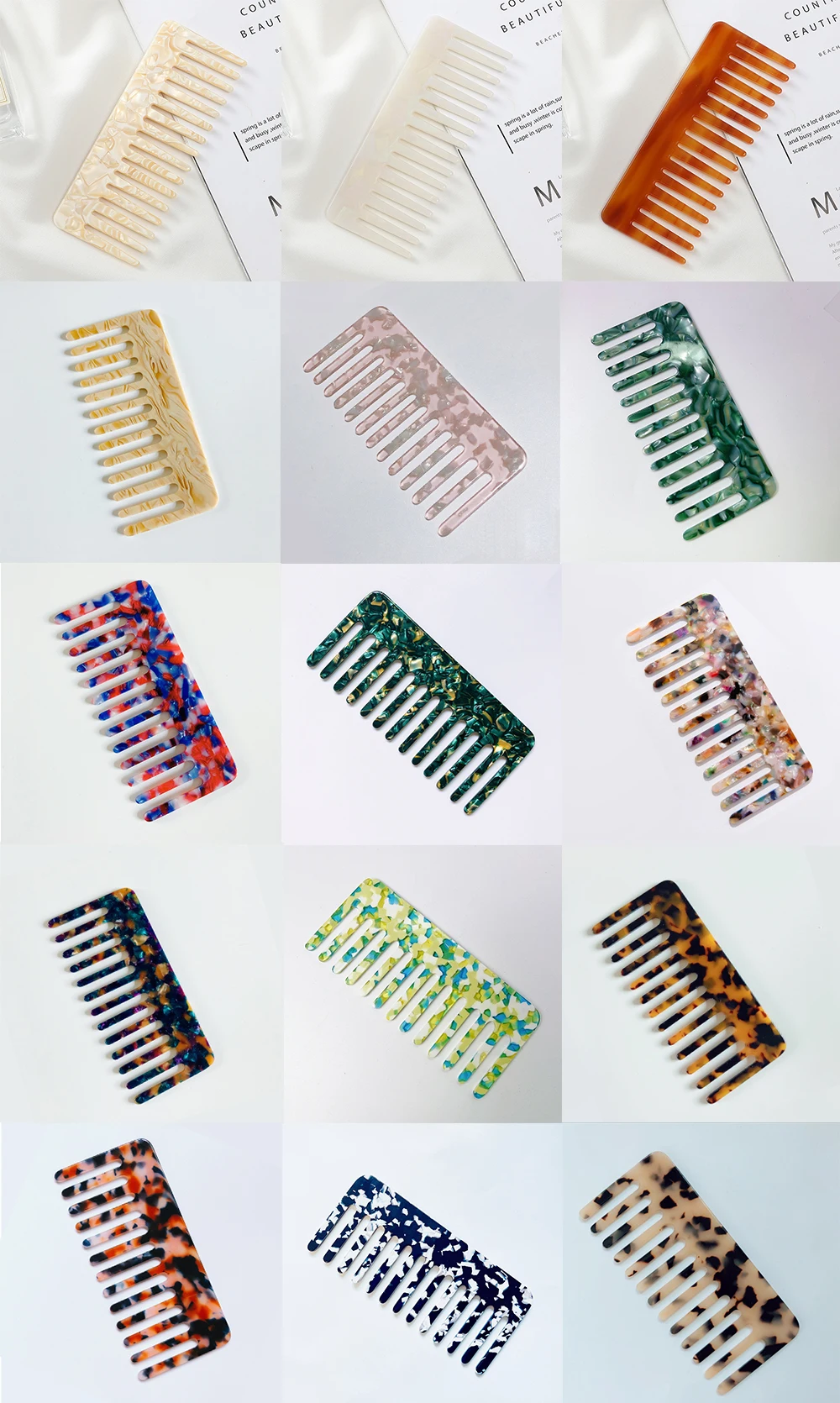 Custom Logo and Packaging Acetate Combs Cellulose Hair Comb High Quality Large Size Hairdressing Comb For Woman Girls Gift