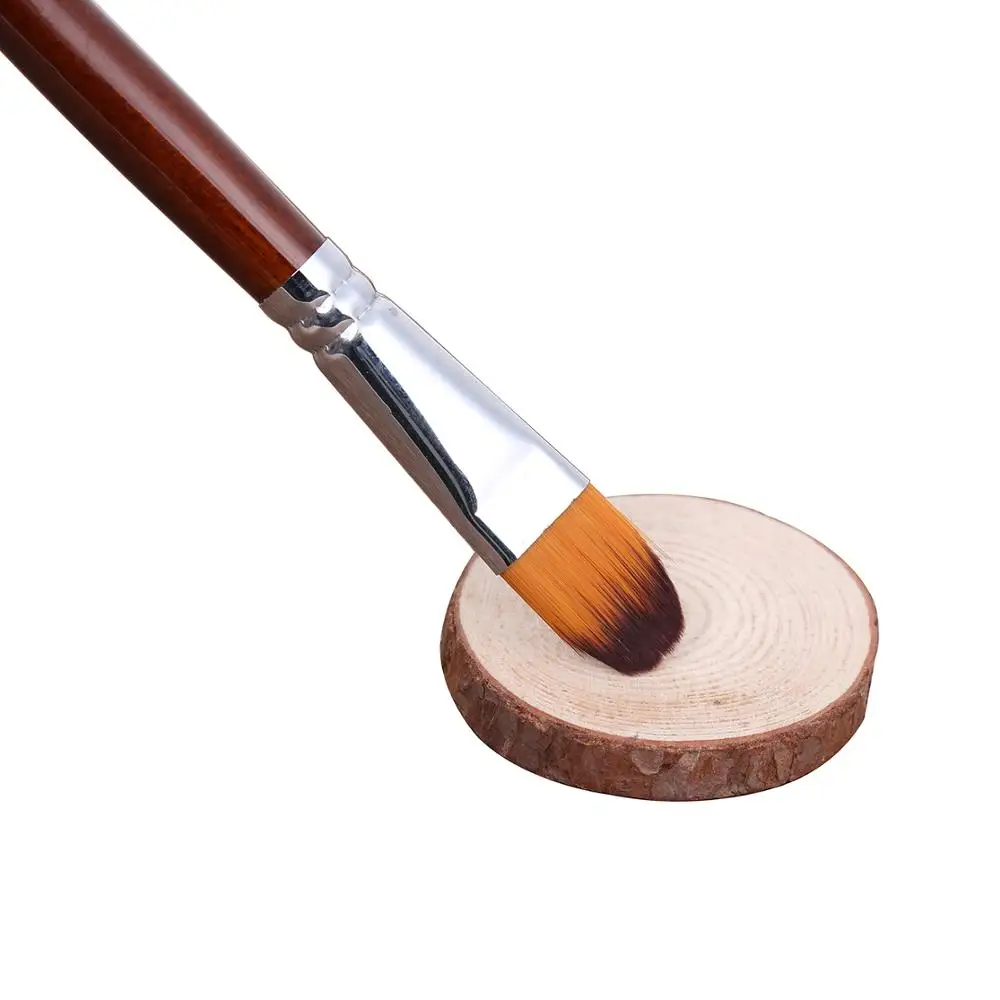 Wholesale Nylon Hair Wood Handle Painting Brush Round Flat Tip Artist Paint Brushes