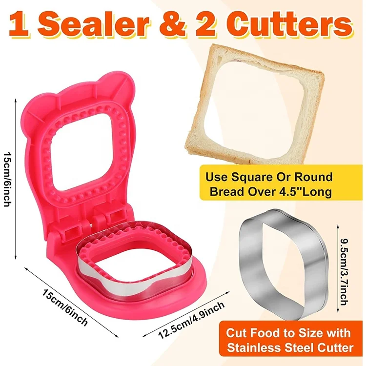 Sandwich Press Round Shape Cutter and Sealer Crustless Sandwich Press Mold Cookie Bread Pancake Maker