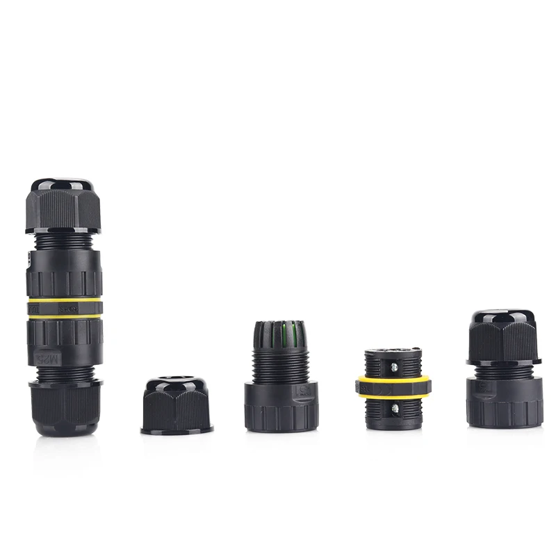 Deenlai M25 IP68 waterproof wire electronic cable connector 2 way terminal connector for outdoor led lighting