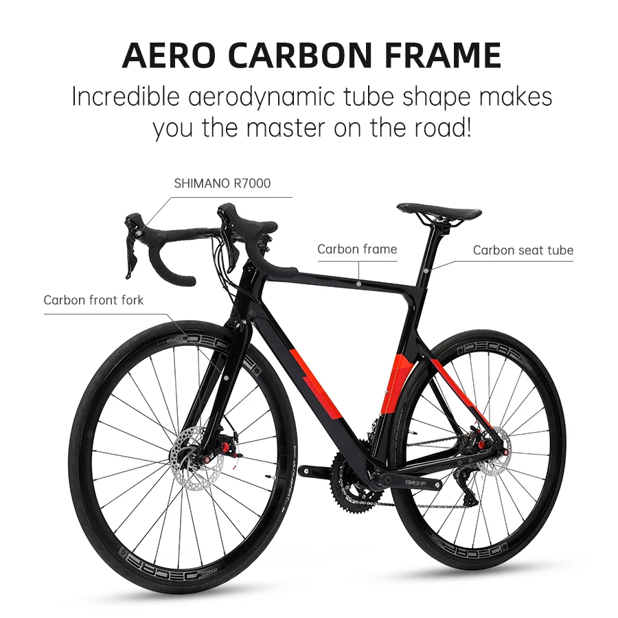 Factory wholesale carbon fiber road bicycle Full Carbon disc brake racing road bike 22 speed 700c bike cycle