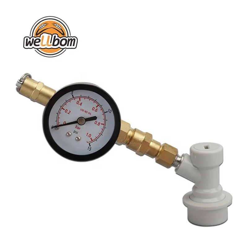 0-15 PSI Pressure Relief Valve Brewing Adjustable Relief Valve with Gauge and Thread Gas Ball Lock For Beer brew Keg