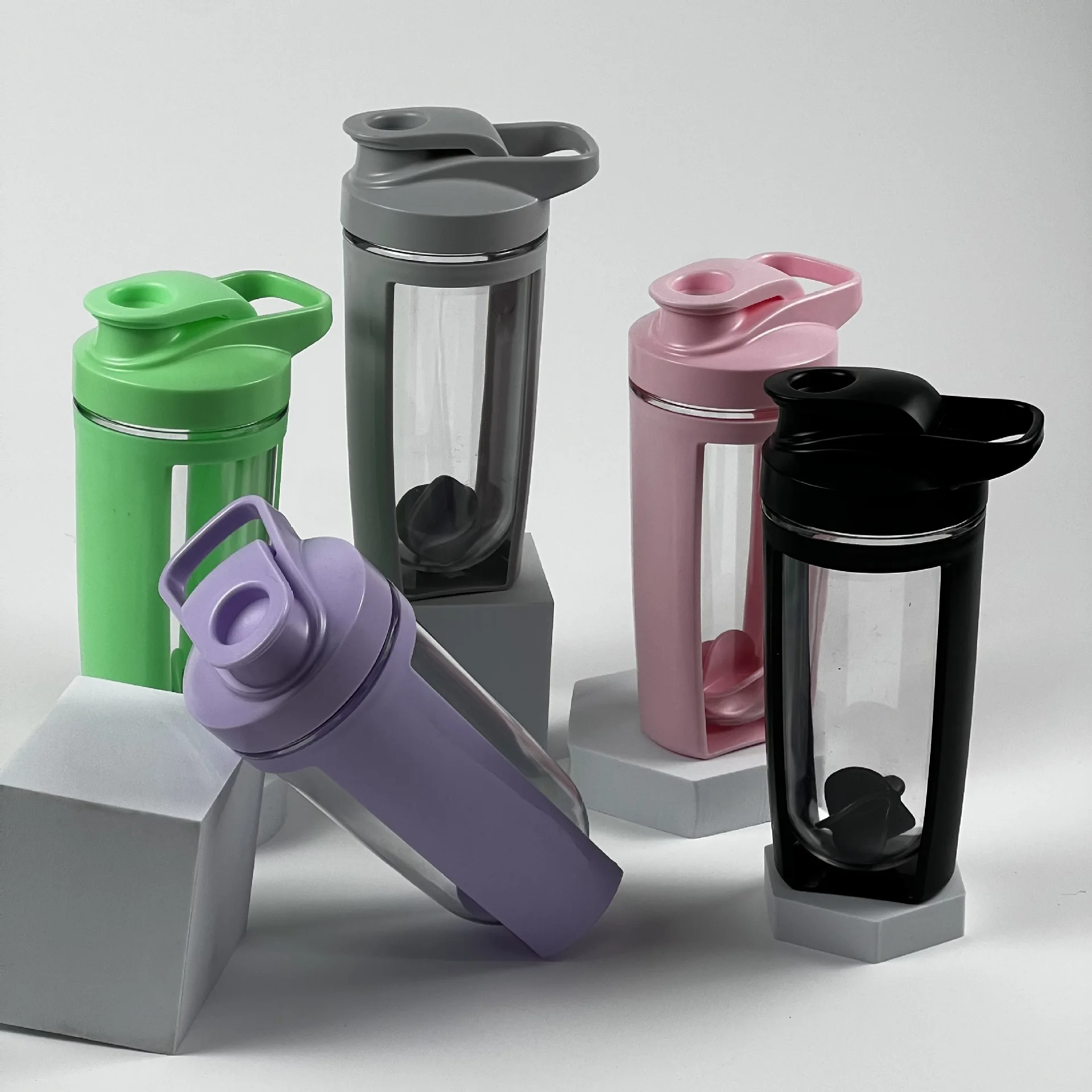 portable 500ml plastic Popular Protein Shaker Water Bottle and workout mini shaker bottle Sporting Gym Shake Cup with mixer ball