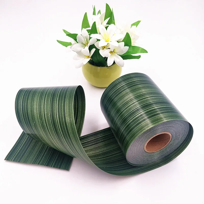 Best-seller Ti-Leaf Double Face Ribbon Roll Bark Grain Leaf Shape Ribbon Roll For Flower Vase Decoration