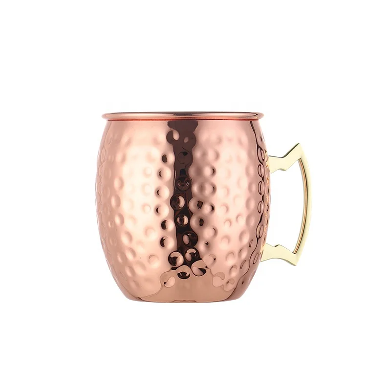 Moscow Mule Copper Mugs Stainless Steel 18oz Cocktail Wine Beer Hammered Copper Mug for Chilled Drinks 550ML Drinking Mug