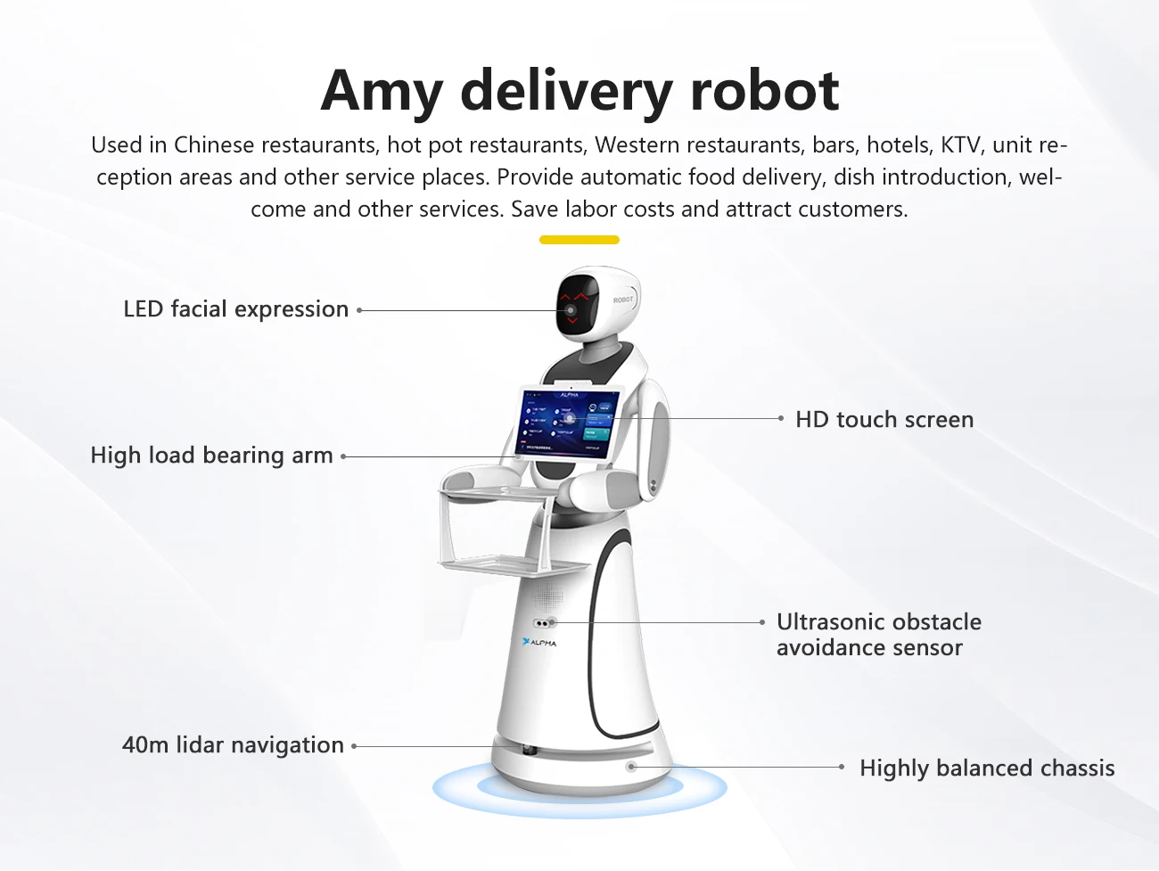 Intelligent Chatgpt Walk Speak Dance Human Hot Sale Robot Automatic Serving Waiter delivery Robot For Restaurant & Hotel