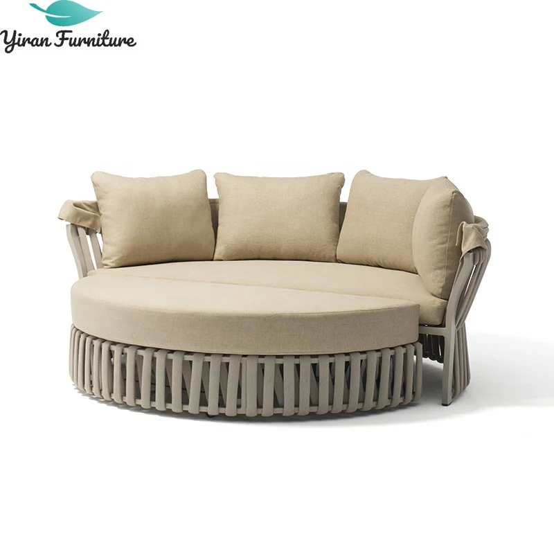 Home Resort Villa Project Outdoor Modern Chinese Leisure Polyester Belt Rope Daybed Furniture