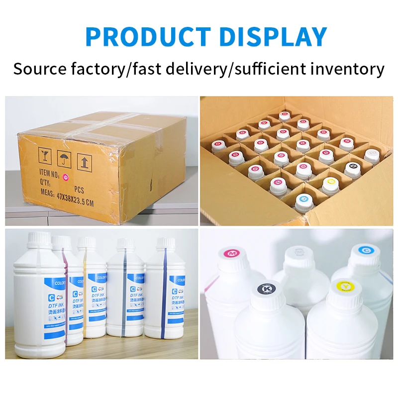 White1000ML Premium Color Bottle DTF Tinta Pigment Ink for E-pson XP600 L1800 L1300 L805 L800 Printer