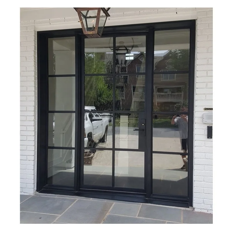 Custom Made Wrought Iron Doors Exterior French Safety Glass Steel Door