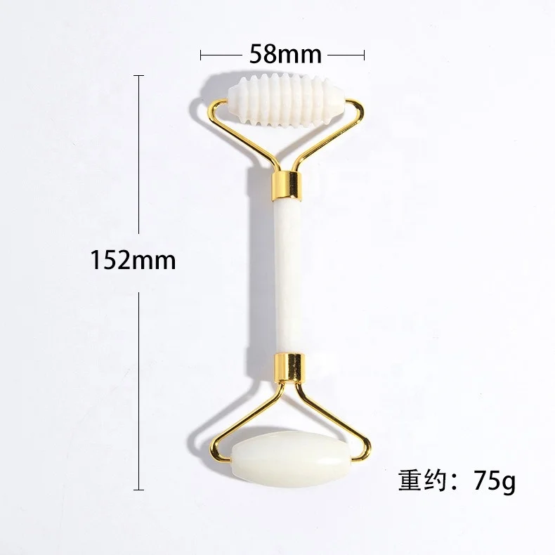 3pcs/box White Jade Roller Massager For Face Lift Natural Stone Gua Sha Scrpaer Set Facial Slimming Chin Skin Care Beauty Tool