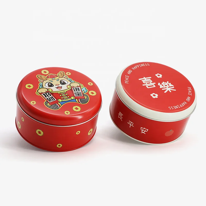 Factory Custom Food Grade Tinplate Danish Butter Cookies Round Metal Tin Box Container Cans Cylinder Cookie Tin With Lid
