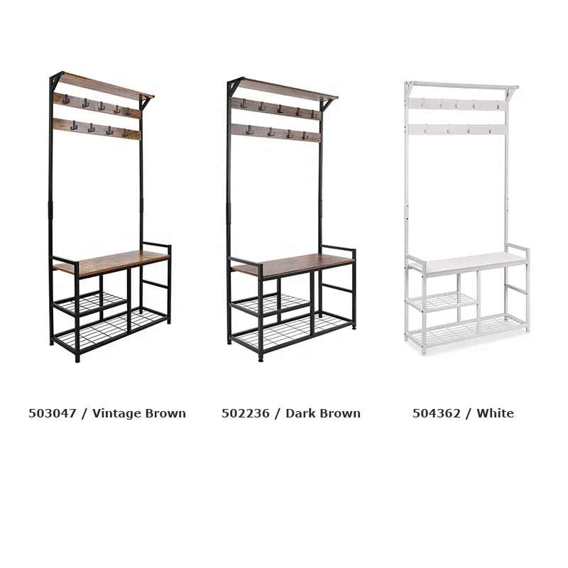 Многофункциональный 3-в-1 прихожей пальто стеллажи для выставки товаров Холл дерево со скамейкой
