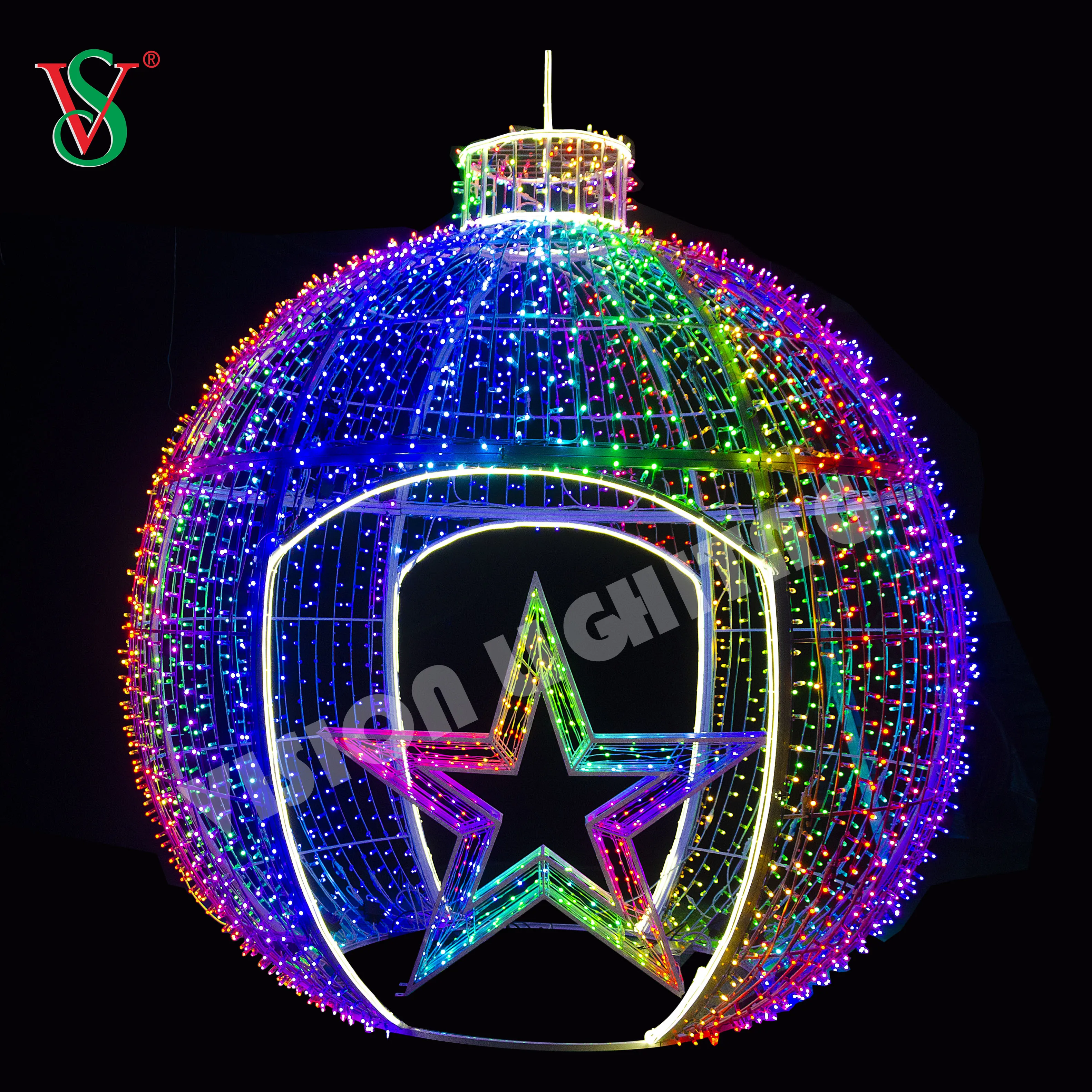 DMX Controlled RGB LED 3D Giant Ball Motif Light for Christmas Decoration