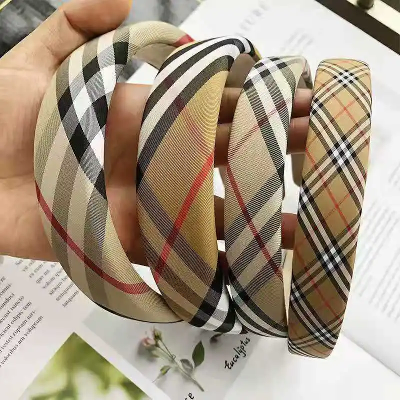 RFD Ins most hot5CM and 3CM Sponge hair band B brand plaid women headband trendy girls hair accessories