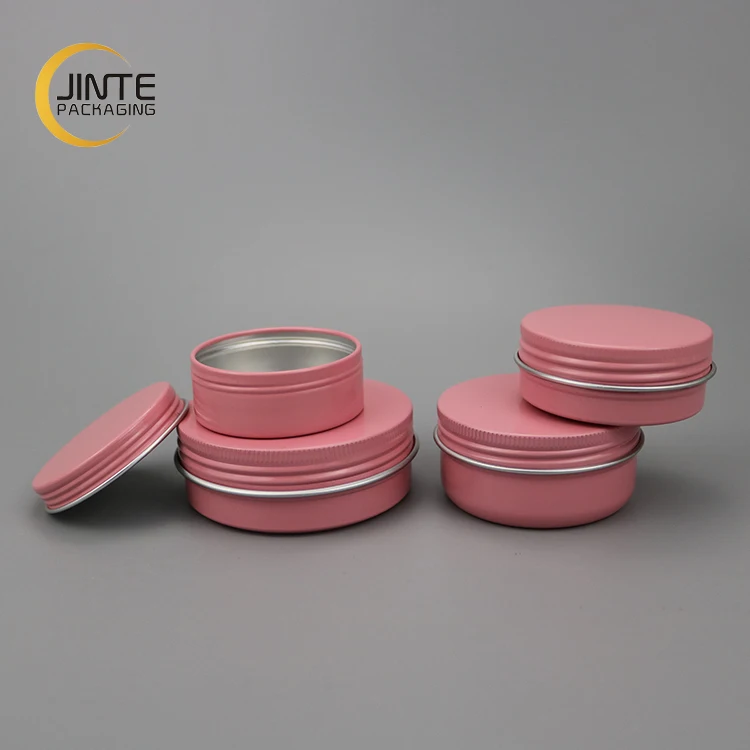 Factory Matte Pink Metal Packing Tin Can For Cosmetics Aluminum Packaging Container Tins Jars For Cream