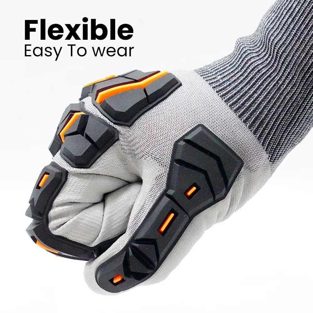 Competitive price 18G ANSI Cut A4 PU Coated TPR Anti-Impact Flexible Safety Working Gloves for oil workers