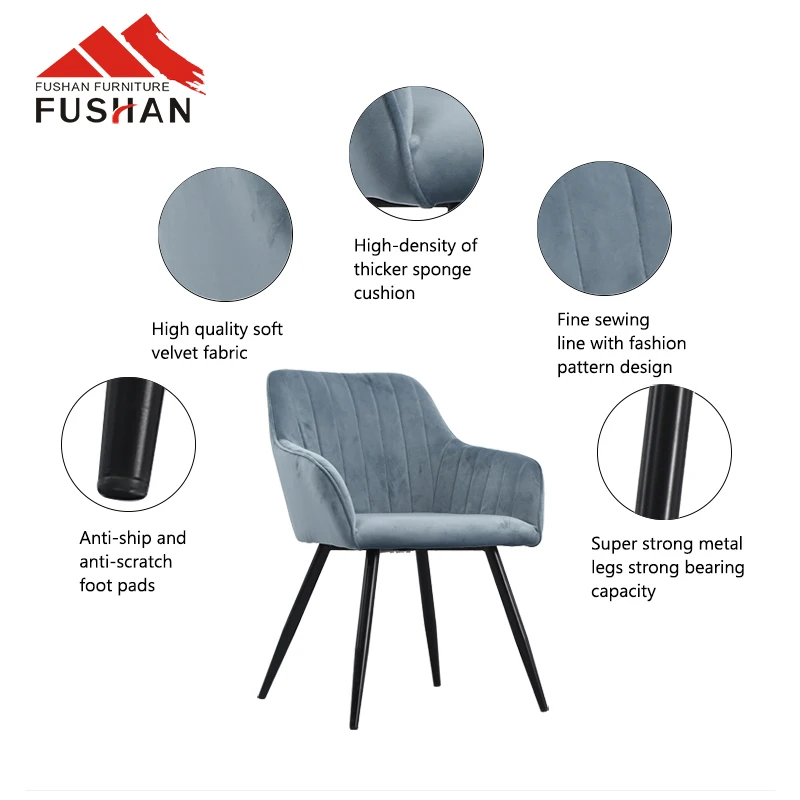 Nordic velvet dining chair living room furniture home kitchen hotel silla upholstery fabric modern luxury dining room chair
