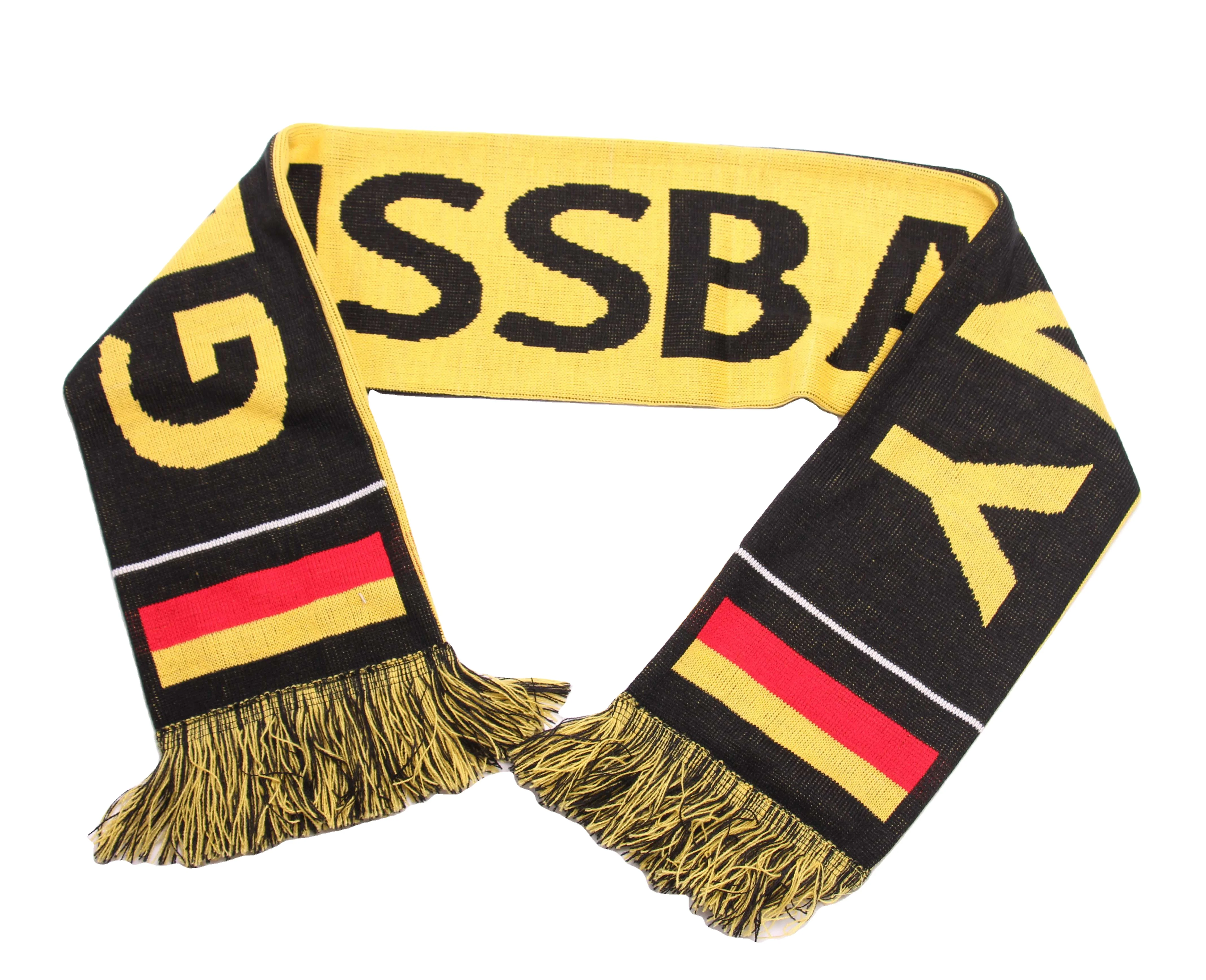 knit factory directly supply hot popular warm soft double layer letter pattern with Tassel  jacquard football scarf