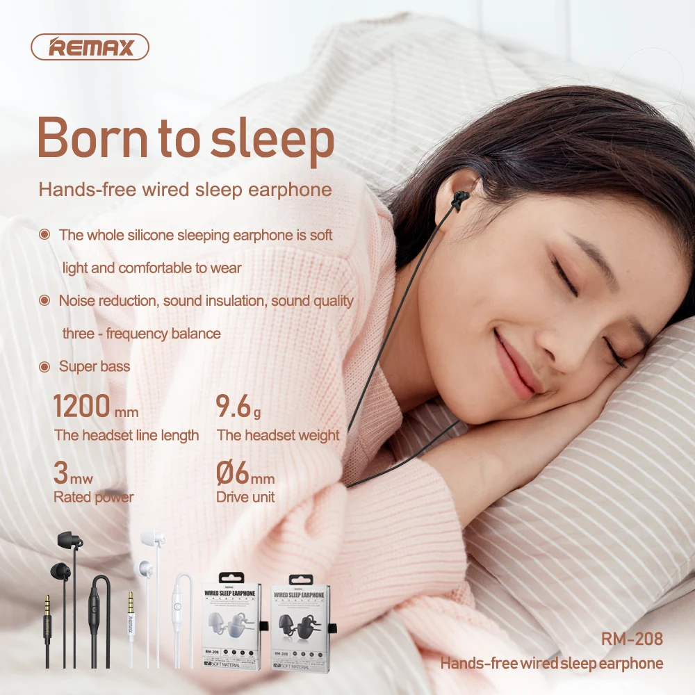
Remax RM-208 Hi-fi stereo headphones Music Earbuds with Microphone 