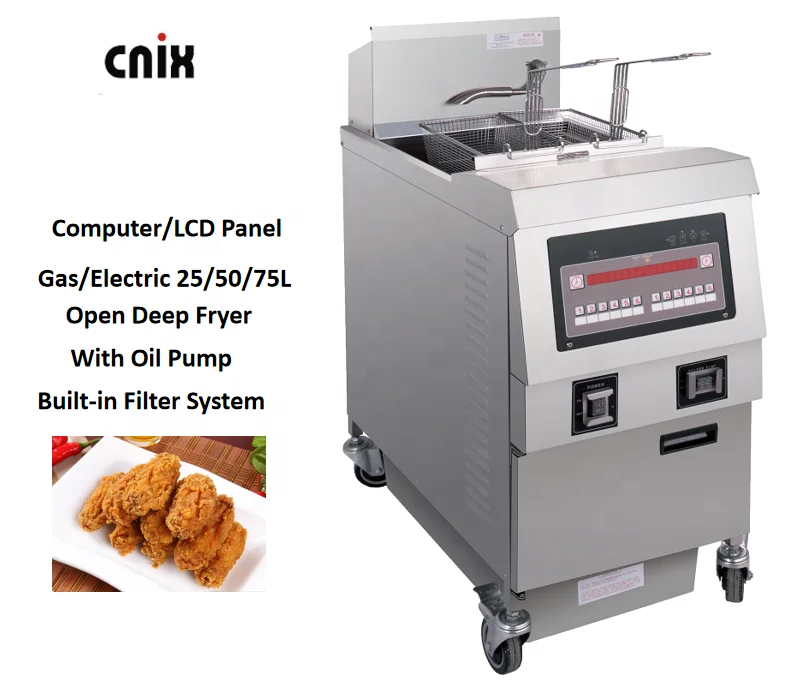 CNIX Open 25 л 50 75 электрическая и газовая фритюрница для быстрого питания с масляным насосом коммерческое