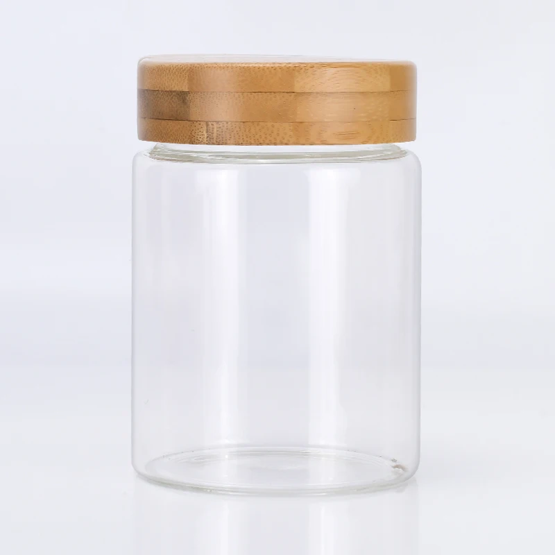 Экологичная бамбуковая упаковка для хранения стеклянная банка пищевых продуктов с бамбуковой крышкой