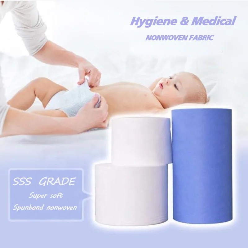 15 gsm SMS nonwoven fabric for Sanitary Napkins 100% PP disposable diaper raw material  SSS Hydrophilic Non Woven Fabric