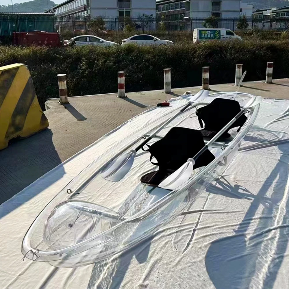 Manufacturer wholesale spot high-quality transparent kayak 2 persons hard plastic boat durable