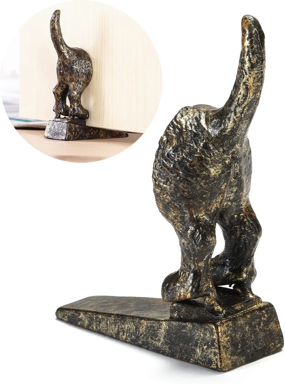 Dog Tail Door Stop Decor Cast Iron Door Stopper Wedge,Heavy Duty Door Stopper