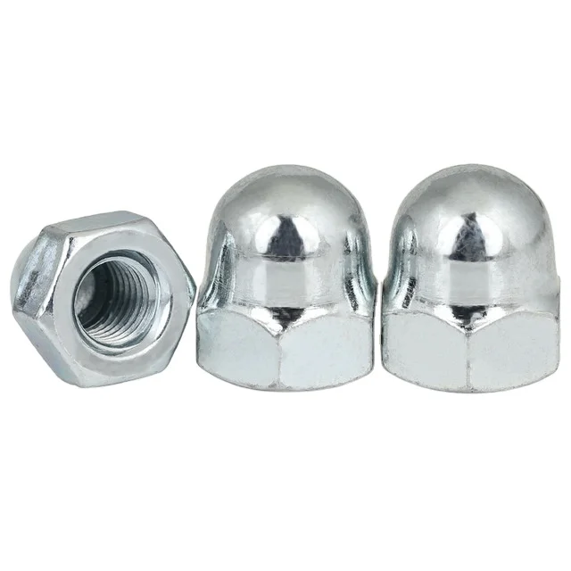 Fastener Factory Direct Nickel Galvanized White Blue Zinc Plated DIN1587 Hex Domed Cap Nuts
